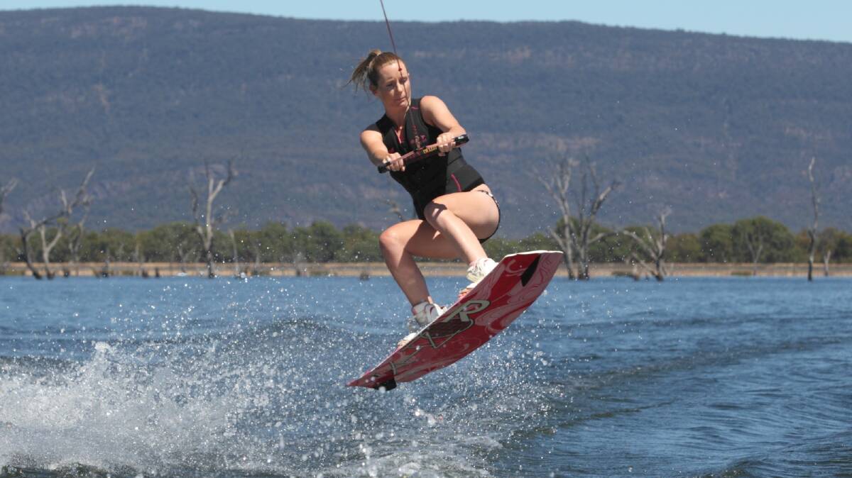 Laura McDougall gets airborne at Lake Fyans on the first day of 2018.