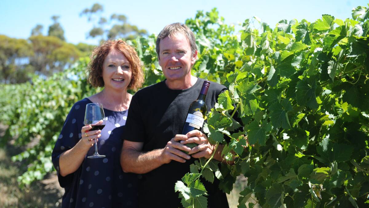 GREAT GRAPES: Norton Estate Wines owners Sam Spence and Chris Spence are thrilled with their vines and are expecting great grapes from this year's harvest. Picture: DAINA OLIVER