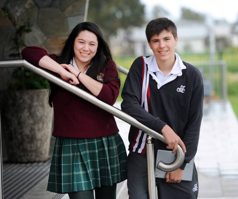 CULTURE: French exchange students Marie Ciavaldini and Brieuc Declamp at St Brigid's College. Picture: PAUL CARRACHER 