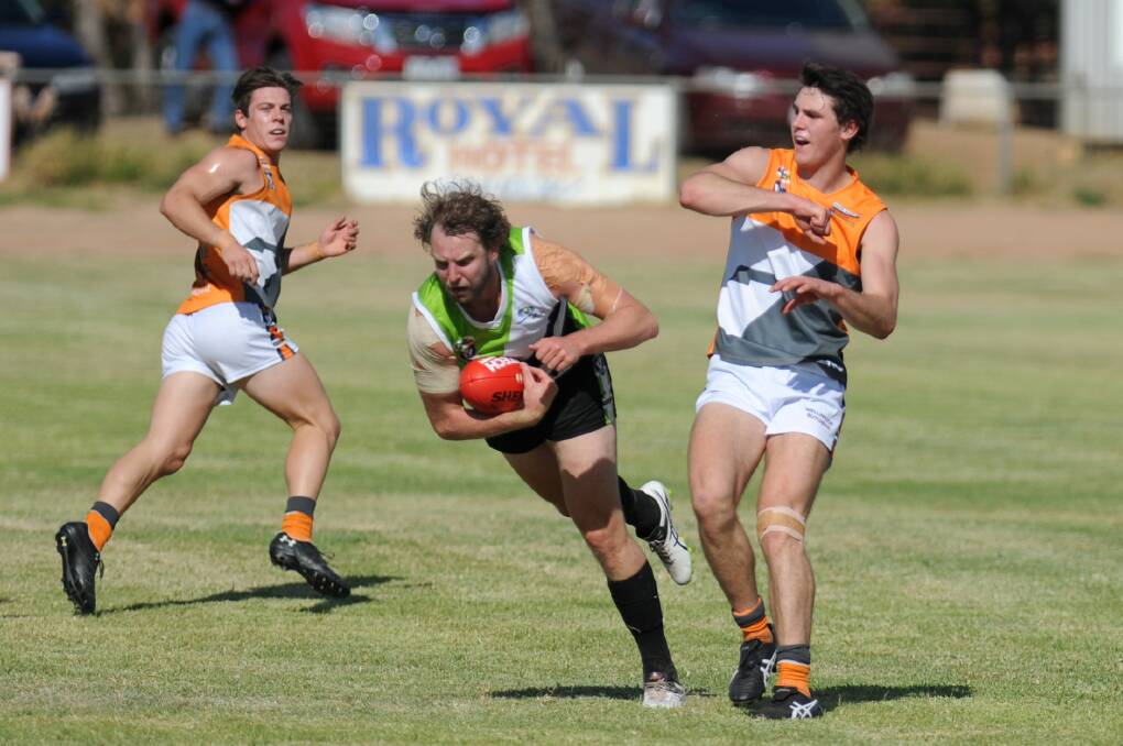 MAN OF THE MATCH: Jeparit-Rainbow ruckman Samuel Cranna received nine votes when his side played Southern Mallee Giants on Saturday. Picture: OLIVIA PAGE