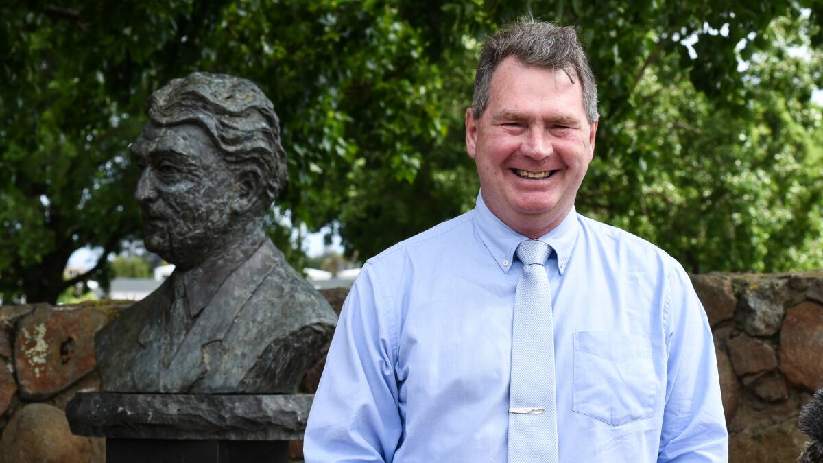 MISSION TO CANBERRA: Devonport Mayor and intending Jacqui Lambie Network Senator Steve Martin on Friday, with a bust of the only Prime Minister to come from Tasmania, Joseph Lyons, in the background. Picture: Neil Richardson.