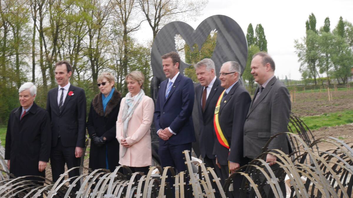 RESPECT: Veteran Affairs Minister Dan Tehan, centre, at a ceremony earlier this year for the planting of a forest on the site of the World War I Battle of Polygon Wood.