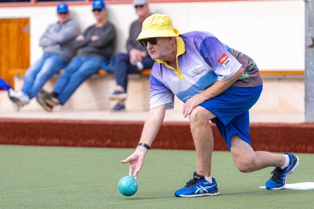 Chalambar's Chris Young plays in the Warrnambool Bowls Club's Autumn Classic pairs final. Picture by Eddie Guerrero 
