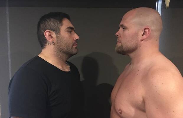 Jeremy Joiner faces off with Ben Edwards before their fight. 