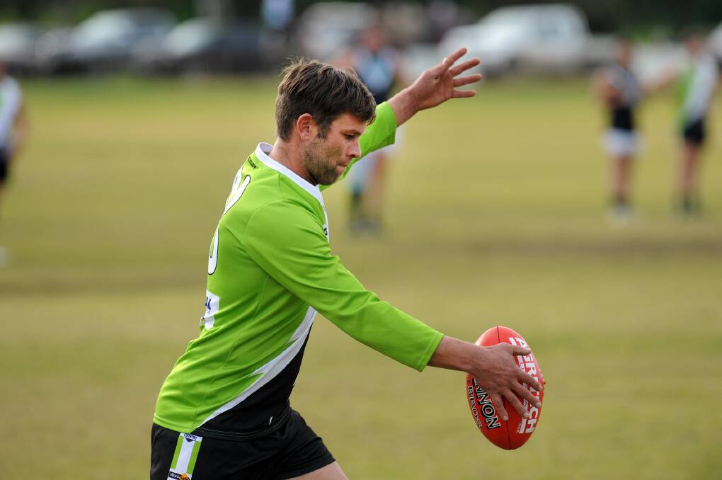 INFLUENCE: Heath Clugston was a major player in Jeparit-Rainbow's narrow victory against Natimuk United on Saturday.