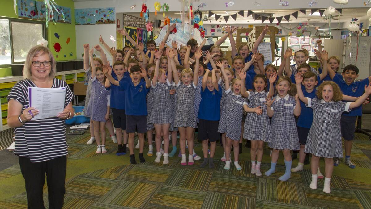 BOOST: Halls Gap Primary School teacher Sam Stoffel and students are rapt their school is growing. Picture: PETER PICKERING