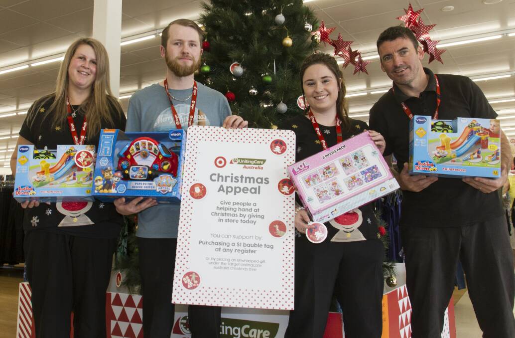 APPEAL: Alana Pickering, Matthew Jerram, Marneigh Felini and Sean Beechinor at Ararat's Target for the Christmas appeal. Picture: PETER PICKERING