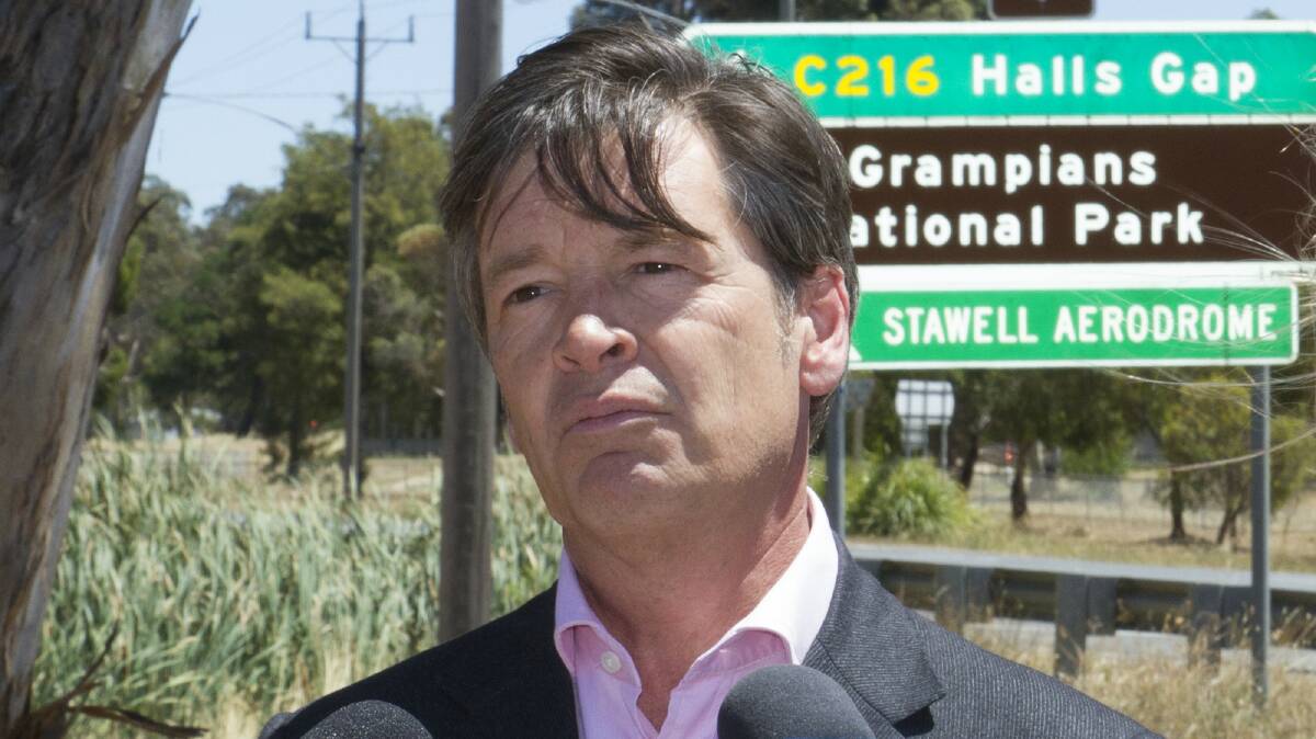 Victorian Roads Minister Luke Donnellan acknowledges frustration with the Western Highway duplication project while visiting Stawell on Monday. Picture: PETER PICKERING