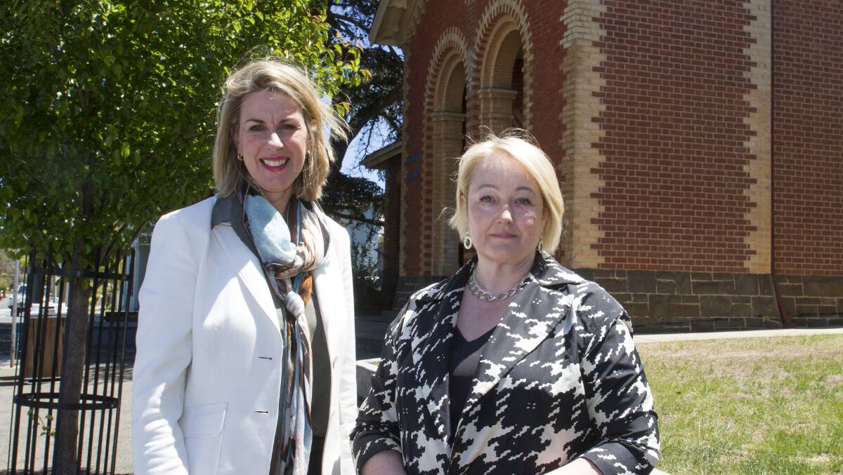 Shadow family violence minister Georgie Crozier and Ripon MP Louise Staley call for Ararat to be a priority. Picture: PETER PICKERING