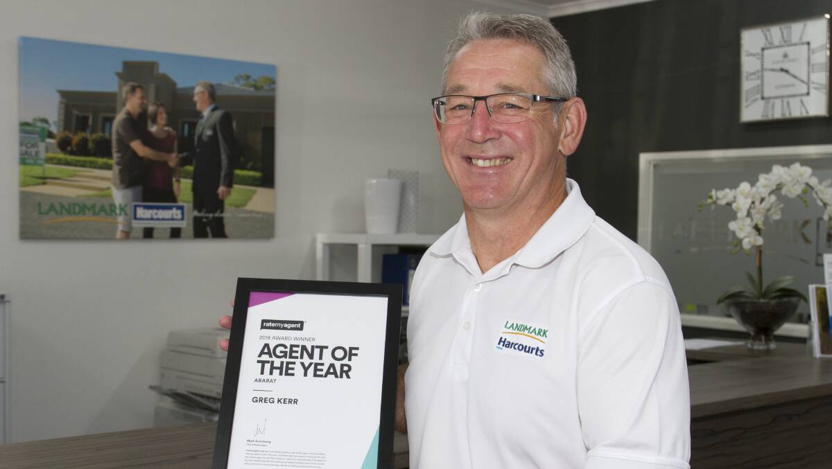 WINNER: Landmark Harcourts director and franchise holder Greg Kerr, who was deemed 'Ararat Agent of the Year' by online review service 'RateMyAgent'. Picture: PETER PICKERING