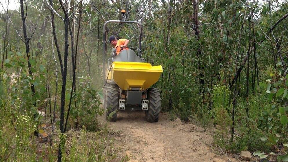 WORK: A Horsham-based contractor upgrades tracks near Mount Staplyton for the Grampians Peaks Trail. Picture: CONTRIBUTED