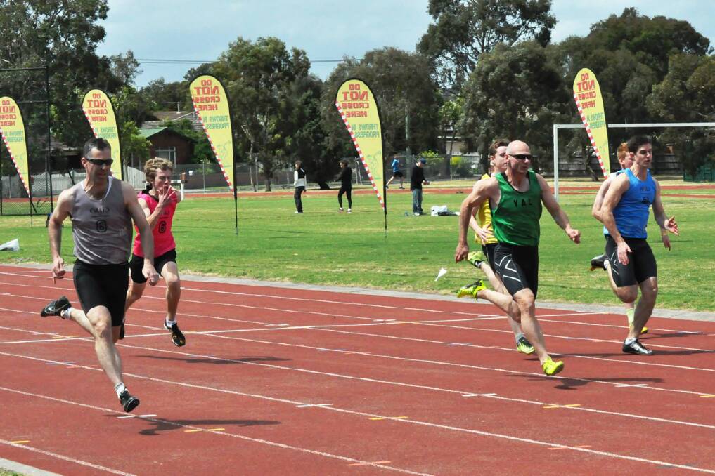 Marcus Cooper cruising to victory during the heats of the Sandringham 100-metre Open Gift. Picture: VICTORIAN ATHLETIC LEAGUE