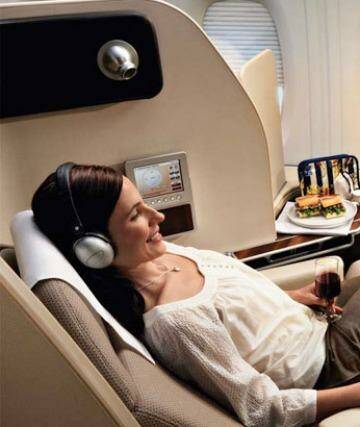 Fine dining: Qantas first class. Photo: Supplied