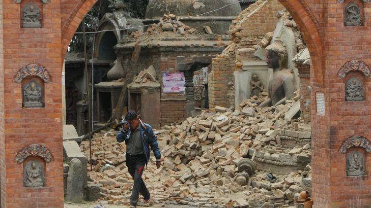 The ancient city of Bhaktapur in Nepal is destroyed by the earthquake on April 25. Photo: Niranjan Shrestha