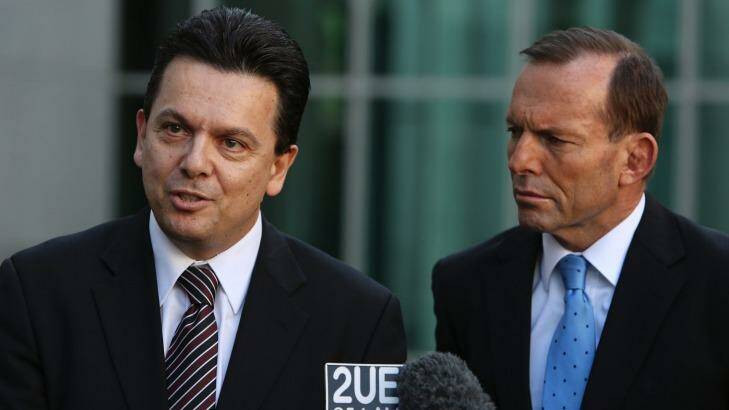 Independent Senator Nick Xenophon and Prime Minister Tony Abbott. Senator Xenophon has called for greater transparency around extra entitlements for former PMs. Photo: Penny Bradfield