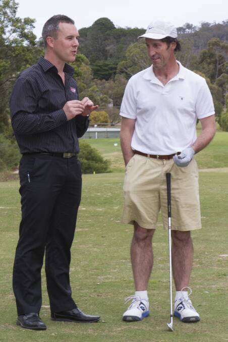 Michael Smith and Nick Bush at the East Grampians Health Service Charity Golf Day.