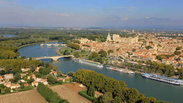 View over Avignon and the Rhone Valley from Villeneuve lez Avignon.