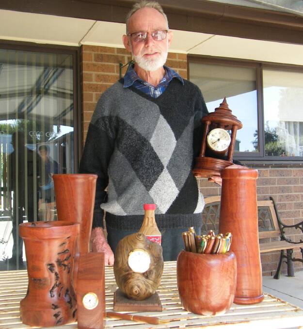 Terry Wright showing an example of his wood turning which will be on display at Pancake Day.