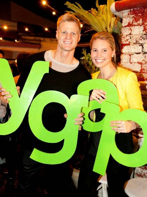 From left; Nick and Catherine Riewoldt at YGAP 5-Cent campaign launch at Feast of Merit, Richmond. Photo: Fotogroup
