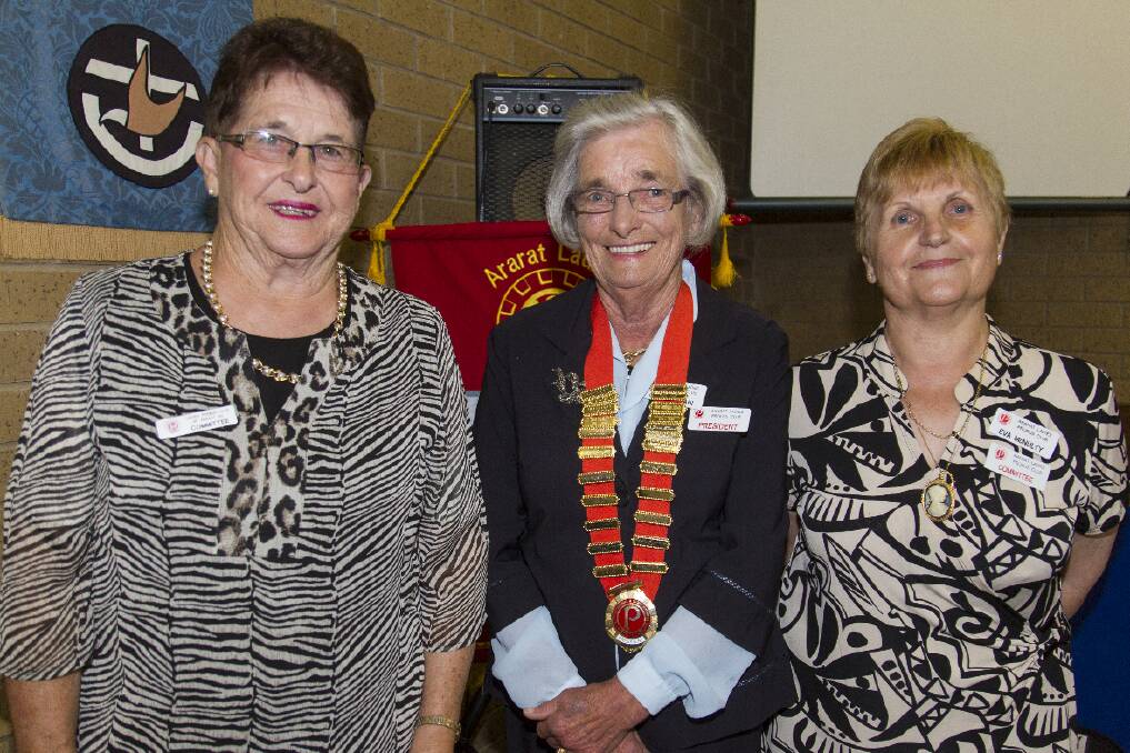 The 2014 Ararat Ladies Probus Club executive, secretary Margaret Dunmore, president Merle Brain and treasurer Eva McNulty.