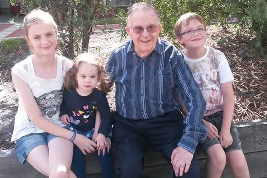 Recipient of a Medal of the Order of Australia (OAM), former Ararat resident Jack Mercovich with grandchildren Nerys, Keeley and Charlie.
