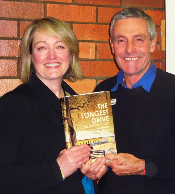 Louise Staley and Tom Guthrie with Tom's book, The Longest Drive.