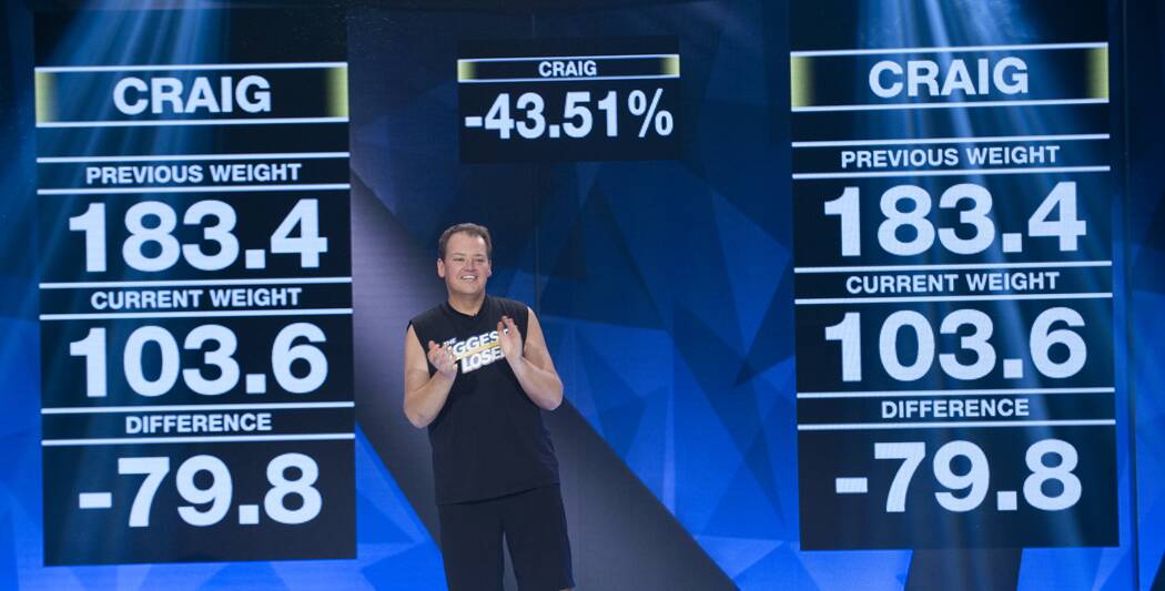 The scales reveal Craig’s amazing transformation as he takes out the title during the finale which was filmed in Ararat. Pictures: NETWORK TEN