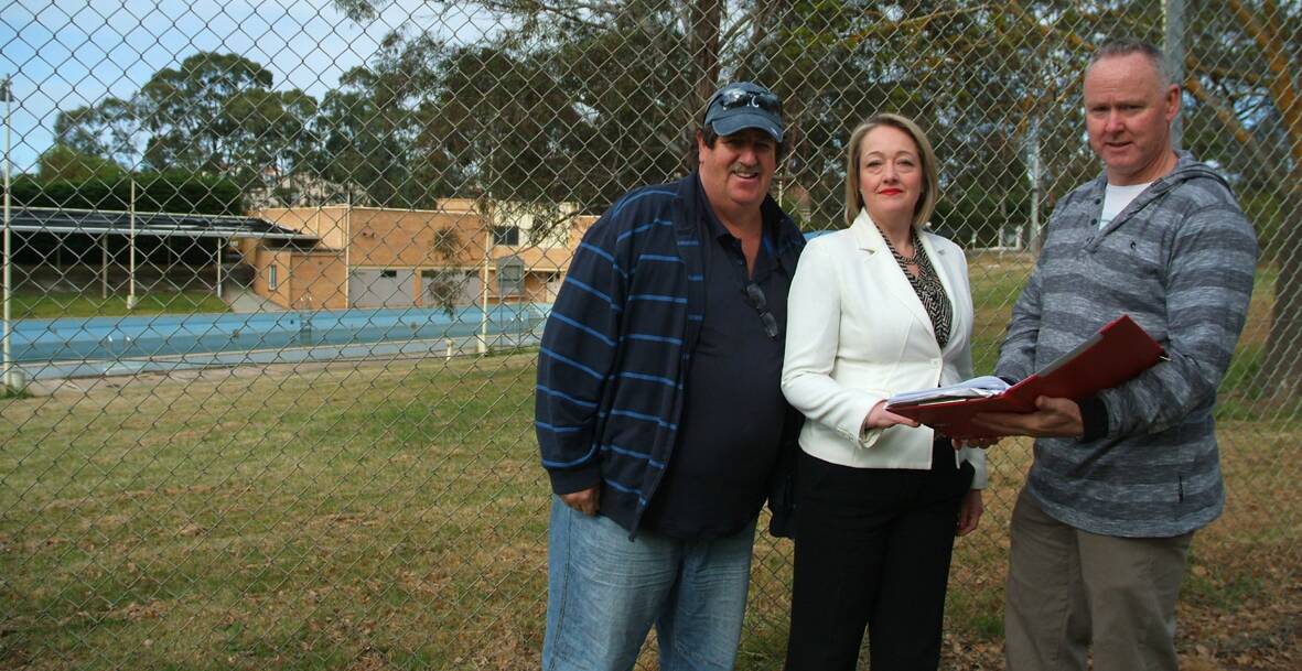 Sandy Laidlaw, Liberal Candidate for Ripon Louise Staley and Ambrose Cashin discuss the proposed Ararat Olympic Swimming Pool redevelopment. Picture: BEN KIMBER