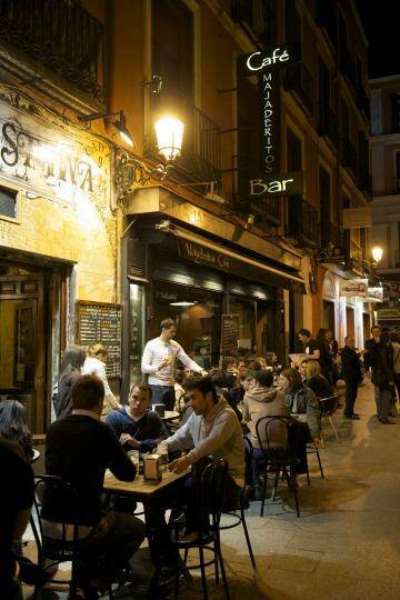 Tapas territory: A late night bar in Madrid, Spain.
