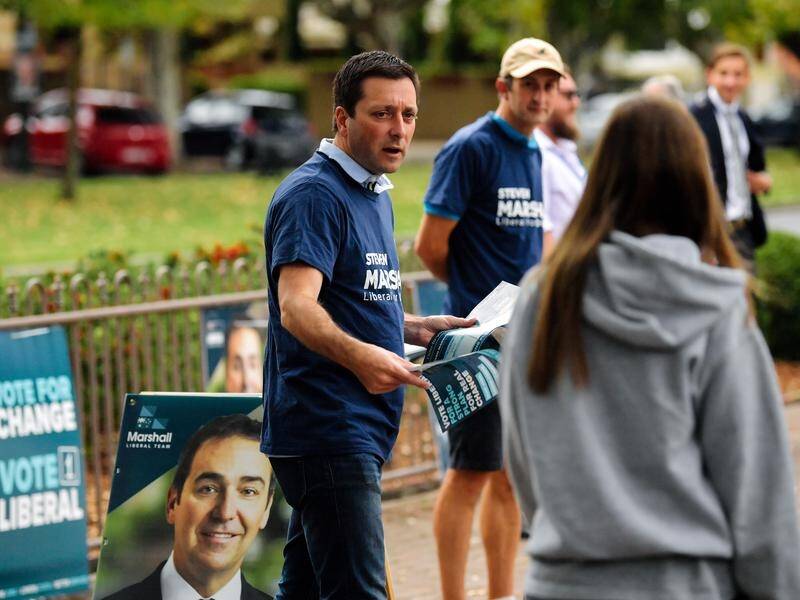 Victorian Opposition Leader Matthew Guy lent a helping hand to SA Liberals on voting day.