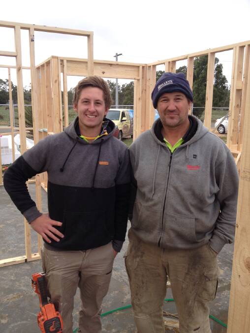 Carpentry apprentice Jesse Bennett with his employer John Wilksch.