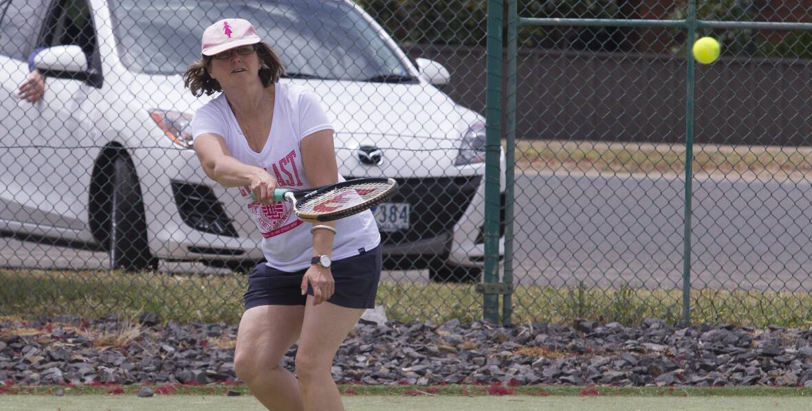 Maryanne Harricks in action during Saturday's Ararat and District Tennis.