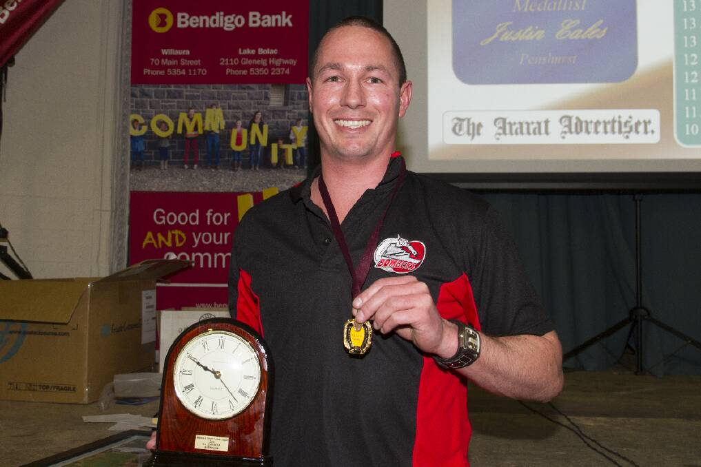 Penshurst coach Justin Eales received the 2014 WJ Lewis Medal after winning
the Mininera and District Football League senior vote count.