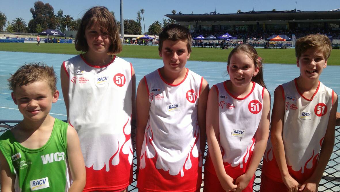 Ararat Little Athletics representatives Cody, Taneka, Ned, Freya and Liam. Picture: CONTRIBUTED