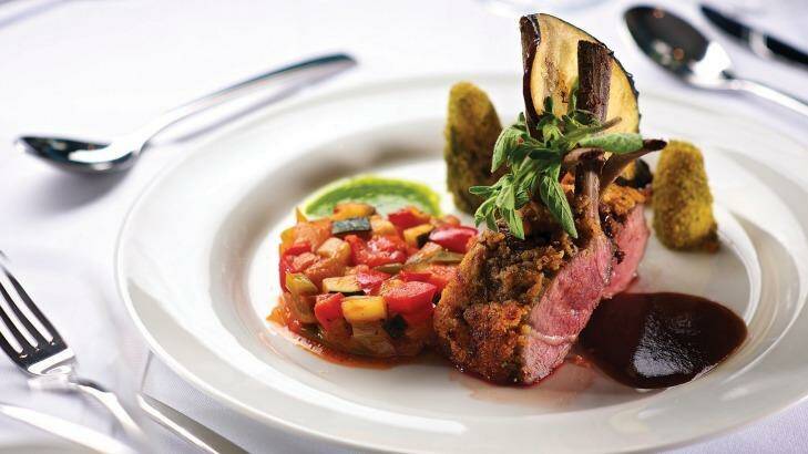 Crusted rack of lamb is served for dinner on  an Avalon cruise. Photo: Avalon Waterways