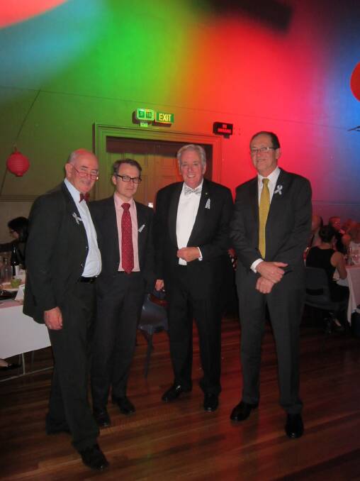 Pictured at the Blue Ribbon Foundation Gala Night of Nights, Pat McAloon, Labor candidate for Ripon Daniel McGlone, chairman of the Victoria Police Blue Ribbon Foundation Bill Noonan, and Labor Upper House candidate John Stewart.