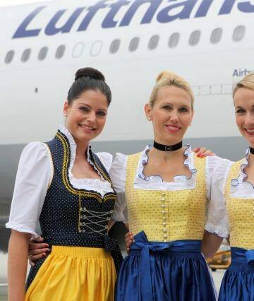 Lufthansa flight attendants will wear dirndls for Oktoberfest.