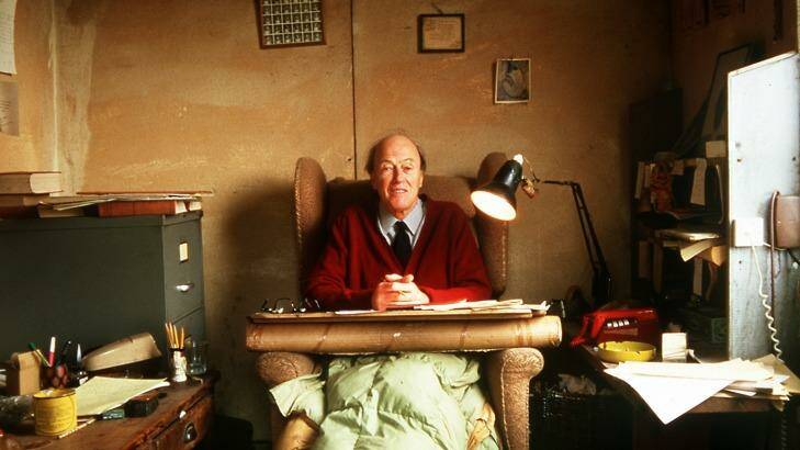 Roald Dahl in his famous writer's hut.  Photo: Brian Moody