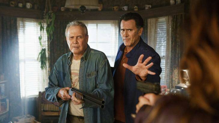 Lee Majors and Bruce Campbell in <i>Ash vs Evil Dead</i>. Photo: Supplied