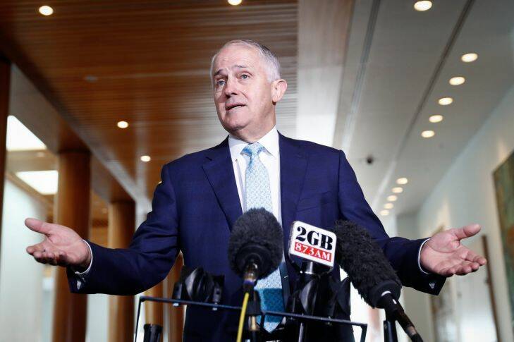 Prime Minister Malcolm Turnbull addresses the media during a doorstop interview at Parliament House in Canberra on Wednesday 18 October 2017. fedpol Photo: Alex Ellinghausen