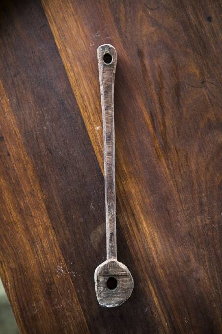 This wooden spoon was "chain-sawed" by friend and furniture-maker Greg Hatton. As a joke, they call the utensil "The Shit-Stirrer". Photo: Simon O'Dwyer