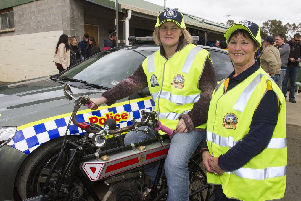 Jodie Thompson and Deidre Coone with the vintage Rover.