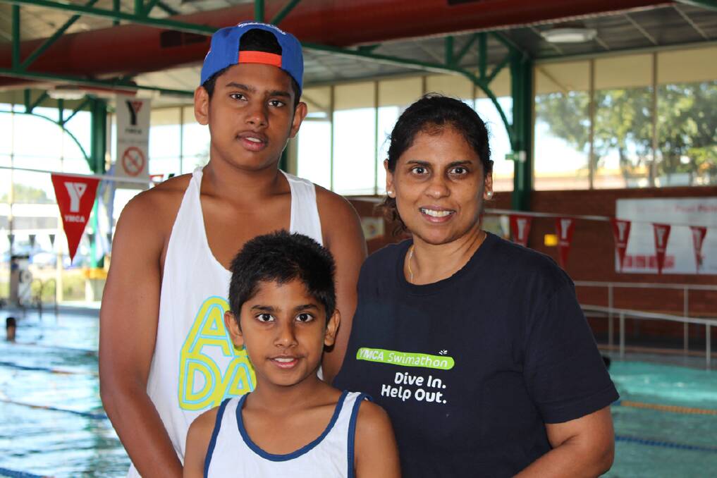 Lilianthe Fernando with sons Limendra and Malindra formed part of a team for the swimming event.