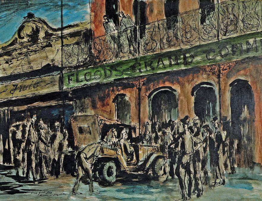 ‘Our First Jeep’ 1942, pen, ink, watercolour on paper, AlburyCity Collection.
