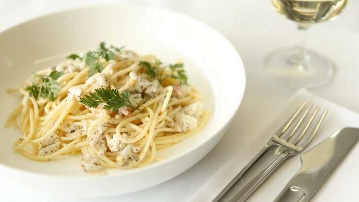 Dish of the day: Spaghetti with sweet, tender Fraser Island spanner crab and Pepe Saya truffle butter.