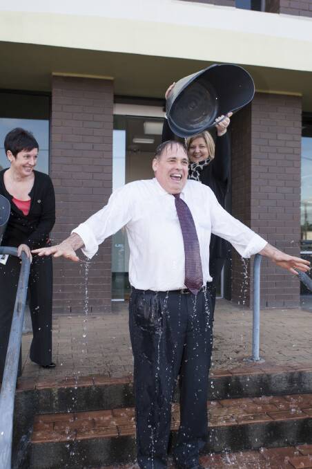 Andrew Evans completes the Ice Bucket Challenge thanks to Jenny Woolcock
and Kim Kerr.