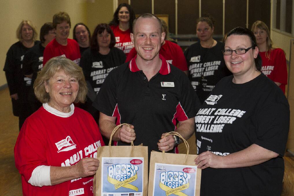 Barbara Blamey, Ararat YMCA co-ordinator Peter Harrison and Sandra Jelowyi with the other entrants in the 12 week challenge. Picture: PETER PICKERING