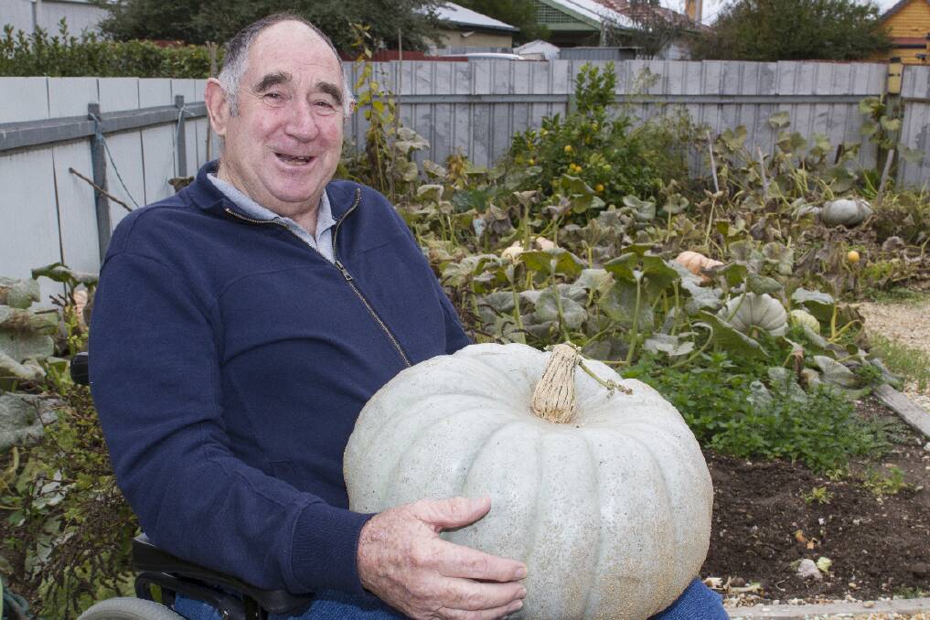Ian Reid was very happy with his giant pumpkin