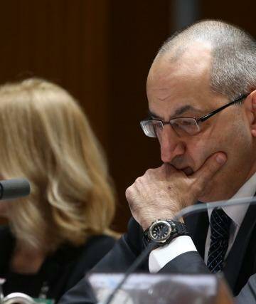 Mike Pezzullo secretary of the Department of Immigration and Border Protection at Senate estimates on Monday. Photo: Andrew Meares