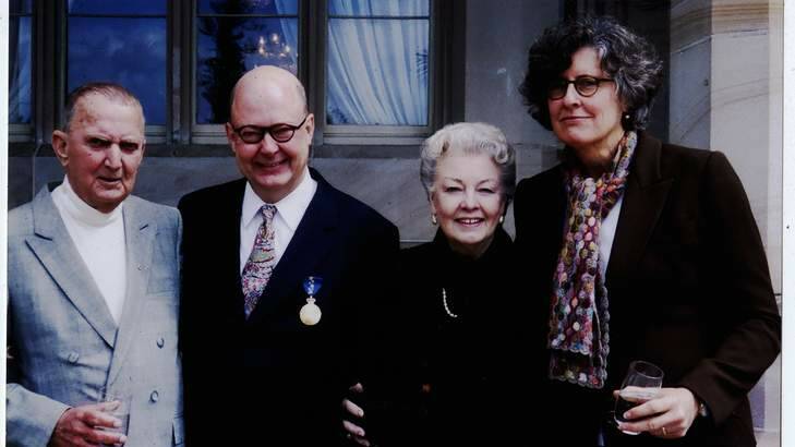 Medal citizen: Williams with his parents, David and Joan, and his wife, Cathy Dovey, after receiving the Order of Australia. Photo: courtesy of Kim Williams